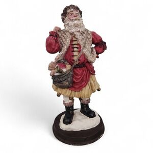Santa Figurine 90s Christmas Decor‎ 10" Resin Holiday Decor Felt Base kitschmas